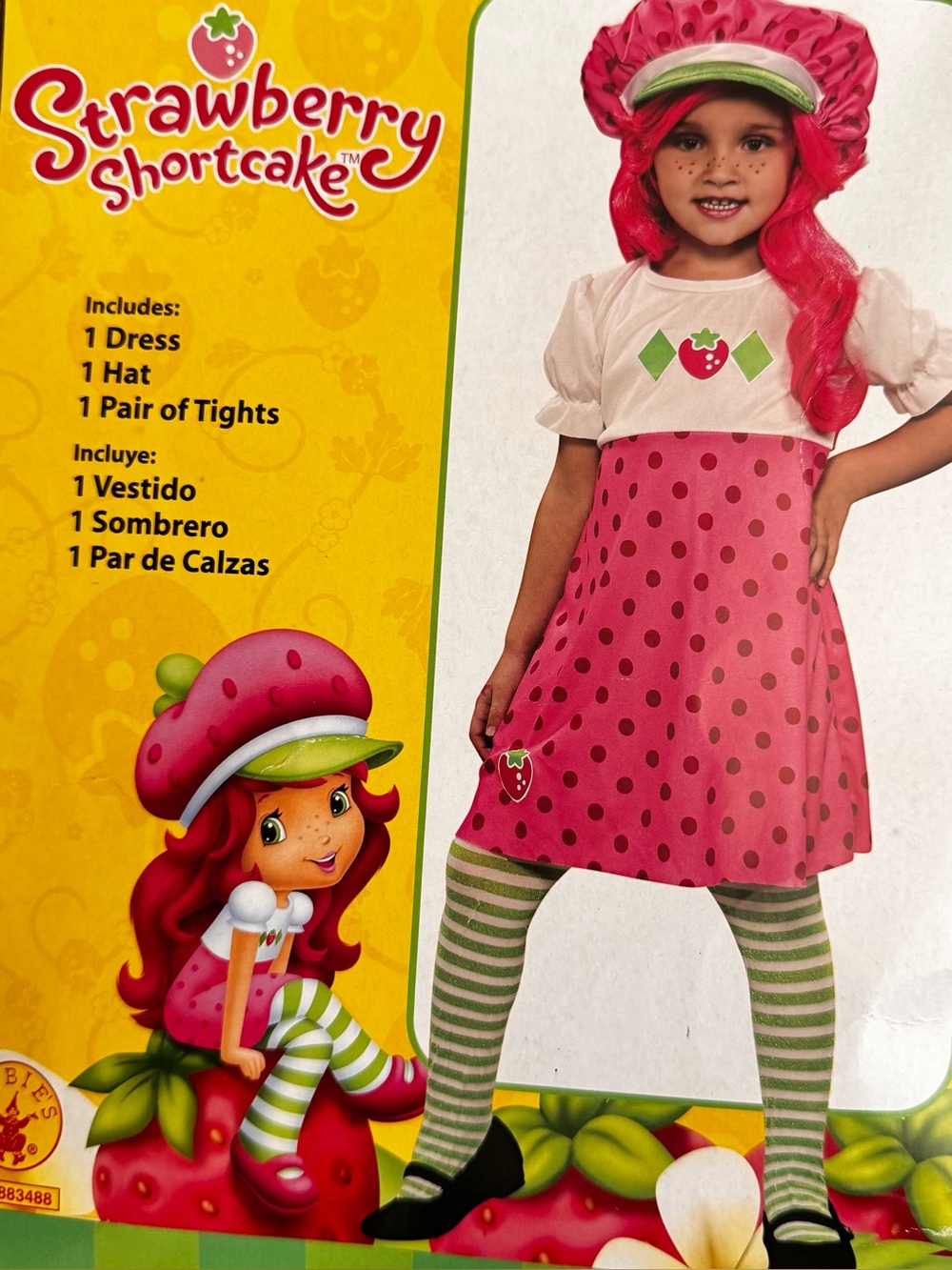 “Strawberry Shortcake” Dress Costume with Hat & Tights